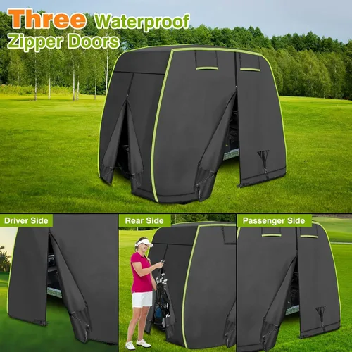 Miniatura 8 de Funda para carrito de golf de 2/4 pasajeros para EZGO, Club Car, Yamaha con tiras reflectantes, protección para todo tipo de clima, impermeable, a