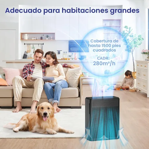 Miniatura 2 de YARIKI Purificadores de aire para el hogar y mascotas, cubre hasta 1500 pies cuadrados, filtro H13 HEPA con pre-filtro lavable, limpiador de aire