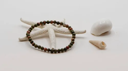 Miniatura 4 de Pulsera elástica redonda de jaspe unakita de 0.157 in, 7", Gema, Jaspe