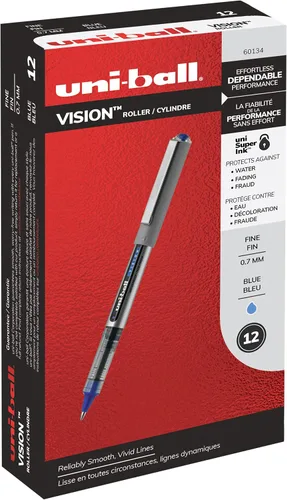 Miniatura 2 de uniball Vision - Bolígrafos de punta fina de 0.028 in, color azul, 12 unidades y bolígrafos de gel uniball, 207 signo gel con punta media de 0.028