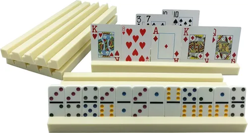 Miniatura 2 de Yuanhe Paquete de 4 soportes de plástico para dominó, bandejas de dominó, organizador para juegos de mesa clásicos, azulejos, juegos familiares