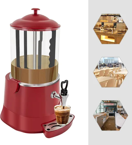 Miniatura 4 de Dispensador comercial de chocolate caliente de 10 L, calentador de bebidas calientes, máquina para hacer chocolate caliente, olla de bebidas Rojo