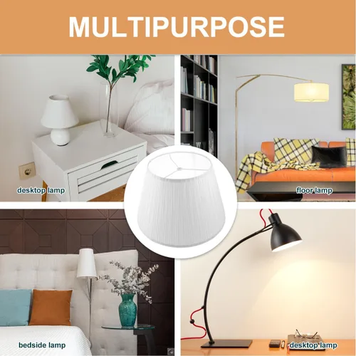 Miniatura 7 de PRETYZOOM Pantallas plisadas medianas para lámpara de mesa, lámpara de pared, luces de pie, cubierta de lámpara de lino blanco, pantalla de repuesto
