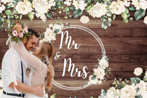 Miniatura 4 de Telón de fondo de 5 x 3 pies con diseño floral de rosas blancas y boscosas, telón de fondo para fotografía de pared, para parejas, boda, novia