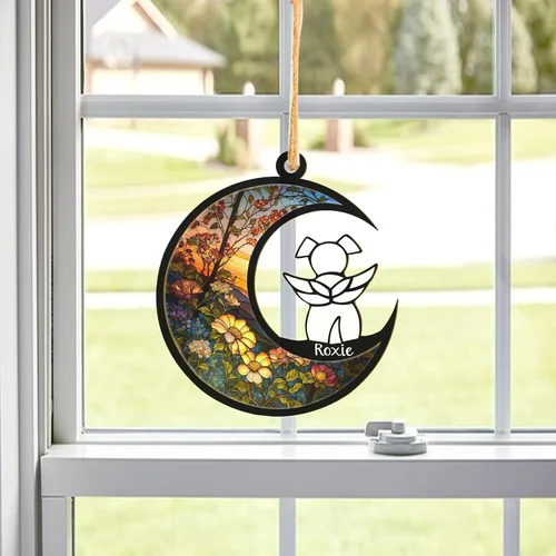 Miniatura 6 de LOVELYPOD Adorno Colgante de Perro DIY, Atrapador de Sol Regalos Conmemorativos para Amantes de Perros, Un Perro Blanco con Alas para Colgar