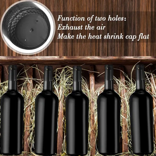 Miniatura 5 de Zonon 200 Piezas de Cápsulas Termorretráctiles de PVC para Botellas de Salsa Picante, Botellas Woozy de Vino de 28 x 50mm, Cápsulas de Tapas Negro