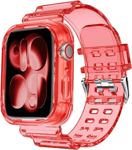 Miniatura 55 de DABAOZA - Correa compatible con Apple Watch de 49 mm, 46 mm, 45 mm, 44 mm, 42 mm, 41 mm, 40 mm, 38 mm, con protector, correa de TPU brillante