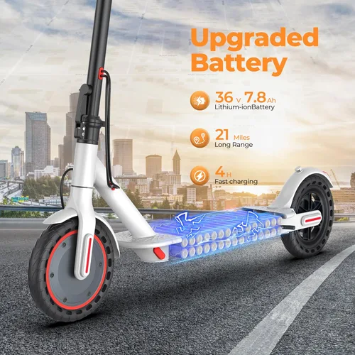 Miniatura 3 de MAXSHOT Scooter eléctrico para adultos, neumáticos de 8.5/10/14 pulgadas, 19/22 mph, motor de 350 W/500 W, rango de 21-28 millas, plegable con doble