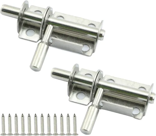 Tegg 2 unids 1.5 pulgadas barril perno de cerrojo de acero inoxidable cerradura de perno deslizante seguridad seguridad hogar antirrobo pernos de