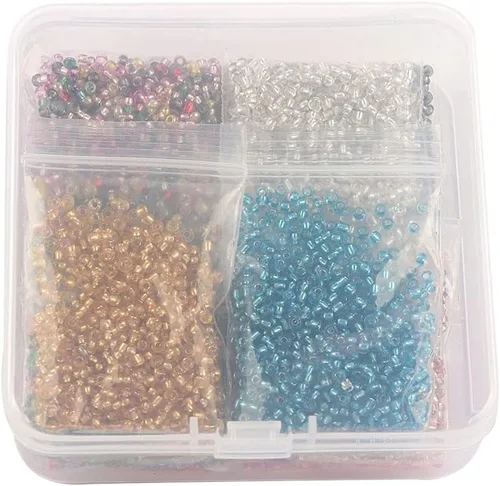 Miniatura 4 de Aproximadamente 7200 cuentas pequeñas de cristal de 0.079 pulgadas para hacer joyas de bricolaje, total de 12