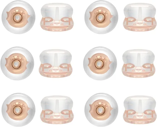 Miniatura 11 de Pendiente trasero para orejas caídas, pendientes de silicona de oro de 18 quilates para aretes pesados, soporte de goma plana para aretes de soporte