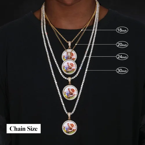 Miniatura 7 de YIMERAIRE Collar personalizado con imagen chapado en oro de 18 quilates, negrooroplata, cadena circular personalizada con dije de placa de perro CZ