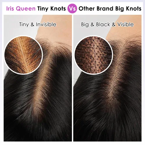Miniatura 6 de Iris Queen Pelucas de cabello humano lacio HD 12A 13x4 con encaje frontal transparente de densidad 180 con cabello de bebé para mujer, color negro