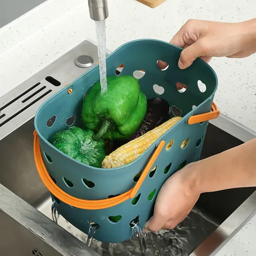 Miniatura 2 de Anyoifax Cesta portátil de almacenamiento de plástico con asa para ducha, organizador de caja para baño, despensa, cocina, dormitorio universitario