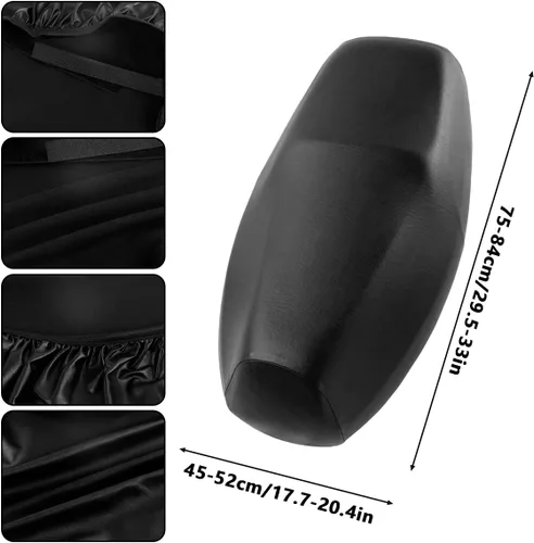 Miniatura 9 de Funda universal para asiento de motocicleta con elástico, cuero PU transpirable, funda impermeable para asiento para la mayoría de asientos de Negro