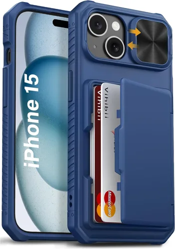 Miniatura 24 de Vihibii Funda para iPhone 13 Pro Max/iPhone 12 Pro Max con tarjetero (4 tarjetas) [bloqueo RFID] y cubierta de cámara deslizante, protección contra