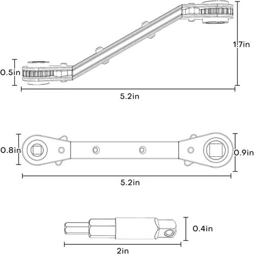 Miniatura 7 de Llave de Servicio HVAC, Llave de Trinquete Curva de Refrigeración 3/8" 1/4" 5/16" 3/16" Herramienta de Trinquete AC Ullnosoo con Adaptador de Boca