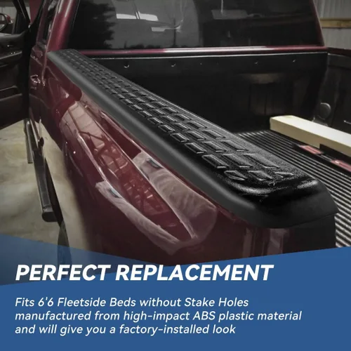 Miniatura 5 de [Agujeros sin estaca] Par de tapas de rieles de cama trasera Stepside compatibles con Silverado Sierra 1500 2500 2500HD 3500HD 6'6" Fleetside Bed