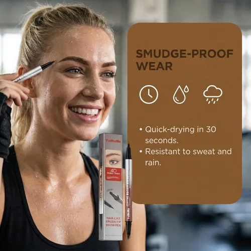 Miniatura 4 de Bolígrafo 4D de doble punta para cejas, punta de pincel similar al cabello, tinte impermeable para cejas con punta suave, disponible en 5