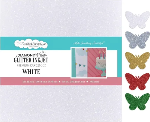 Miniatura 13 de Cardstock Warehouse Diamond Print Inkjet Glitter - Papel de cartulina con purpurina dorada de alta calidad, 15 hojas, 8.5 x 11 pulgadas, 104 Dorado