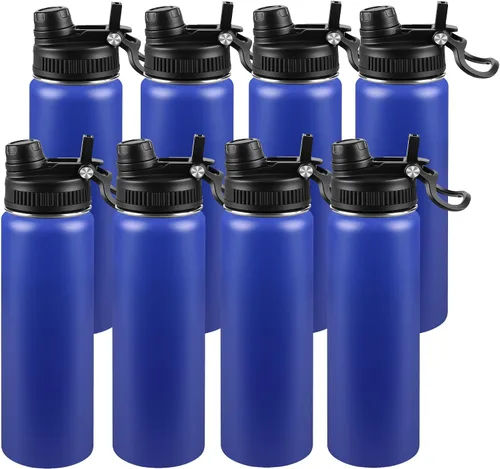 Miniatura 73 de Botella de agua aislada de 22 onzas, tapa 2 en 1 a prueba de fugas (sorbo/pajilla) + asa, botella de acero inoxidable para deportes, viajes, trabajo
