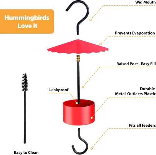 Miniatura 5 de Comedero grande de metal para colibríes, protector de hormigas de 5 onzas, para comederos de colibríes, mantiene eficazmente la miel segura, se