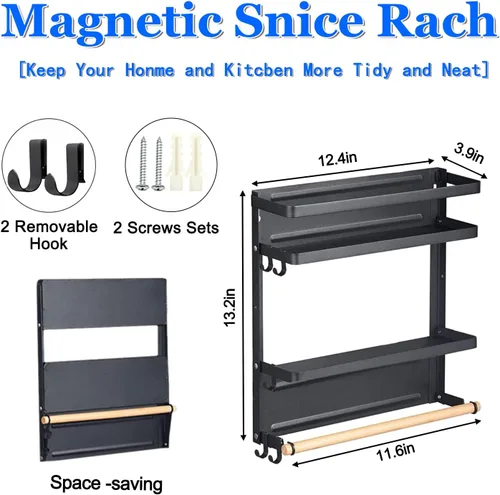 Miniatura 7 de Estante magnético para especias para refrigerador, soporte magnético para toallas de papel para refrigerador, estante magnético, organizador