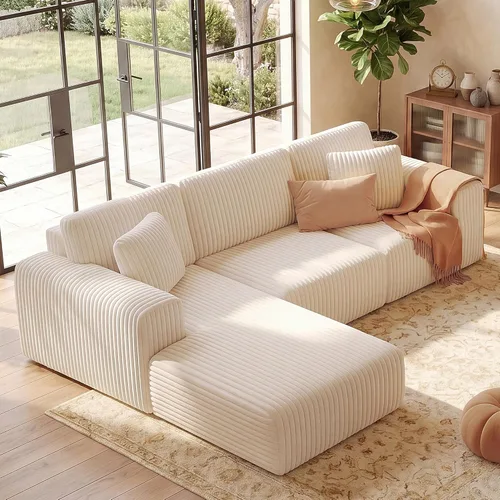 Miniatura 23 de Sofás seccionales sin hueso de 106 pulgadas para sala de estar, sofá modular en forma de U con asiento profundo, otomana extraíble, sofá de 4 plazas