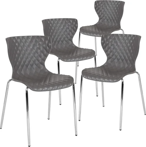 Miniatura 17 de Flash Furniture Lowell Silla apilable de plástico negro con asiento en cascada