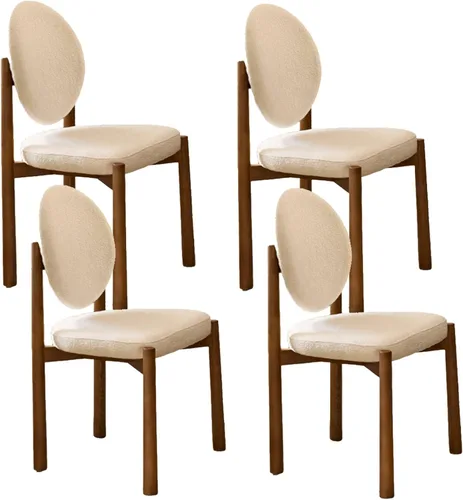 Miniatura 10 de Upholstered Dining Chairs with Fabric/Plush Cushion, Wooden Dining Room Chair Set of 1/2/4, Kitchen Chair for Living Room Balcony Black+brown