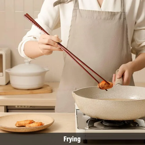 Miniatura 8 de AYFIDISHS Palillos de cocina de madera, palillos de cocina extra largos de 12.9 pulgadas para fideos, salsas, olla caliente, 2 pares