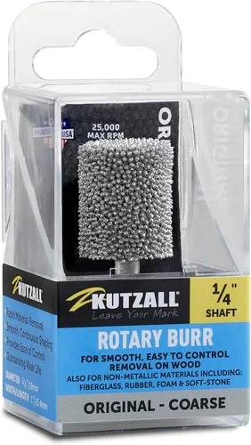 Miniatura 8 de Kutzall Fresa rotativa cilíndrica original, eje de 1⁄8 pulgadas, broca de talla de madera fina para Dremel, Foredom, DeWalt, Milwaukee. Carburo