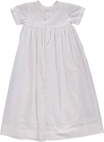 Miniatura 3 de Vestido de bautizo blanco con detalle de cruz y manga corta + capó