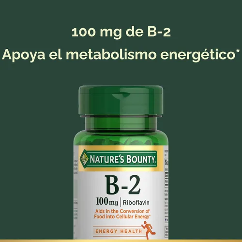 Miniatura 3 de Nature's Bounty Vitamina B, vitamina B-2 de 100 mg como suplemento de riboflavina, ayuda al metabolismo energético, 100 tabletas recubiertas