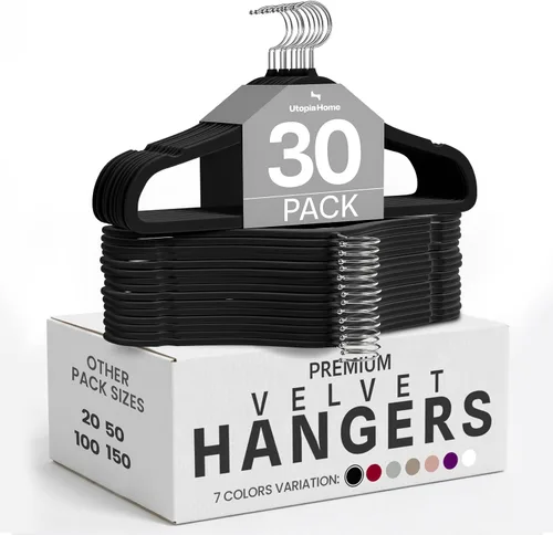 Miniatura 31 de Utopia Home Velvet Hanger - Paquete de 50 perchas delgadas antideslizantes de lujo para pantalones y abrigos, perchas fuertes que ahorran espacio