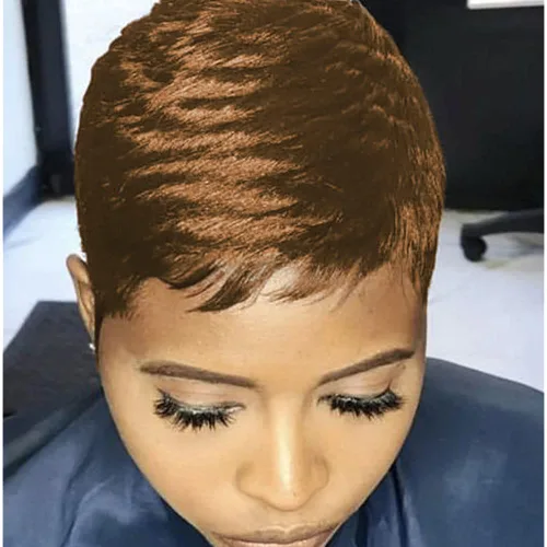 Miniatura 12 de Pelucas rubias 613 de corte Pixie para mujeres negras, cabello sintético rubio rizado en capas con flequillo, pelucas de corte corto para mujeres