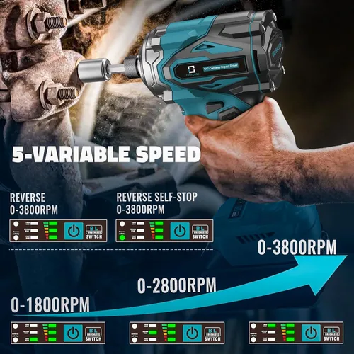 Miniatura 4 de Destornillador de impacto inalámbrico para batería de 18V de Makita, 2800 lb-in, destornillador de impacto sin escobillas con portabrocas hexagonal
