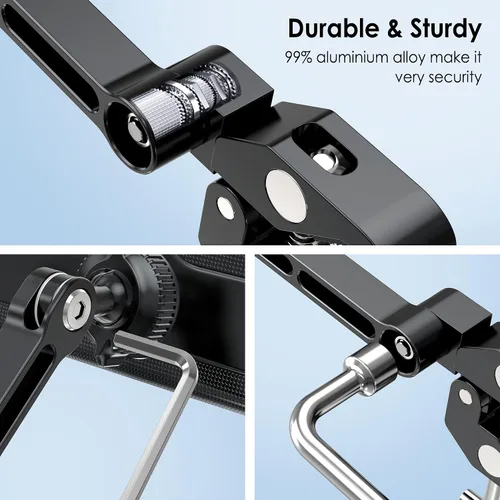 Miniatura 2 de Soporte de Tablet de Aluminio con Abrazadera para Bicicleta Giratoria, Bicicleta Estacionaria, Cinta de Correr, Carriola para Interior, Peloton