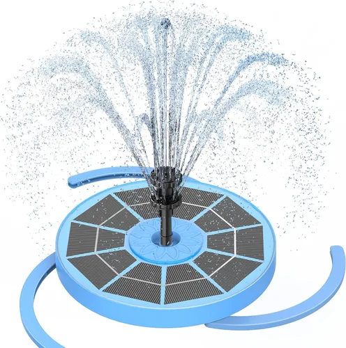Miniatura 10 de AISITIN Bomba de fuente solar de 3.5 W con batería integrada de 1500 mAh, fuente de baño para pájaros con 6 boquillas, bomba de agua flotante solar