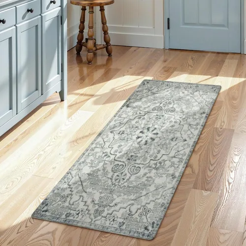 Miniatura 61 de Lahome Alfombra bohemia con medallón floral, 4 x 6 pies, color verde azulado, suave, lavable, antideslizante, apta para mascotas, alfombra
