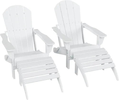 Miniatura 32 de WestinTrends Reposapiés otomano Adirondack para patio al aire libre, taburete de madera de polietileno para todo tipo de clima, ampliamente Azul