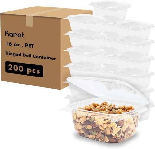 Miniatura 10 de Karat Recipientes Deli Transparentes de Concha de Almeja de PET de 4 onzas - Resistentes a Fugas, Sellado Fácil para Frescura, Ideales
