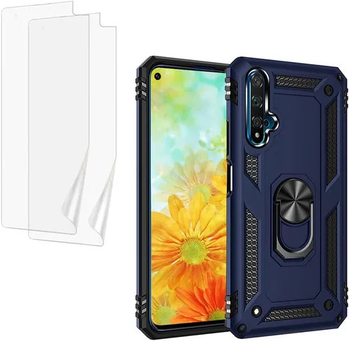 Miniatura 8 de YaHan Funda para Huawei Nova 5T/Honor 20, anillo giratorio de 360 grados, soporte híbrido resistente de doble capa a prueba de golpes, carcasa