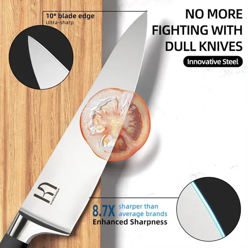 Miniatura 3 de KnifeSaga - Juego de cuchillos, 15 piezas de bloque de cuchillos de cocina con afilador, juego de cuchillos de acero inoxidable de alto carbono