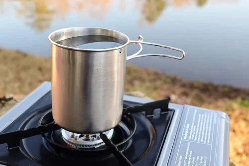 Miniatura 8 de Botella de agua de acero inoxidable Gearland con taza de camping anidada y tapa para bolsa de evacuación, equipo de supervivencia en la naturaleza