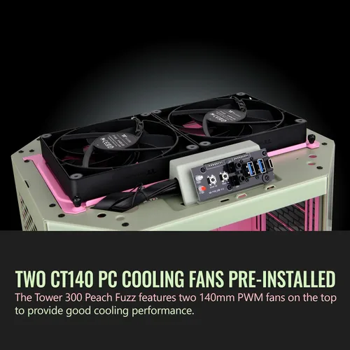 Miniatura 4 de Thermaltake Torre 300 Edición de Verano Matcha Plum Micro-ATX; Incluye 2 ventiladores CT de 140mm; Soporta hasta un radiador de 420mm; Capaz