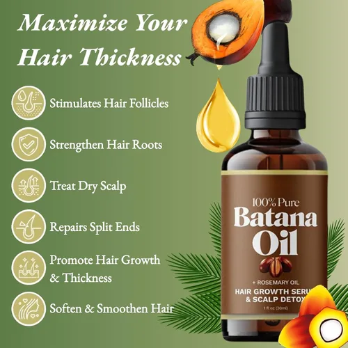 Miniatura 3 de Batana - Aceite de romero para el crecimiento del cabello, 100% puro y orgánico natural con romero que mejora el grosor y la fuerza, aceite