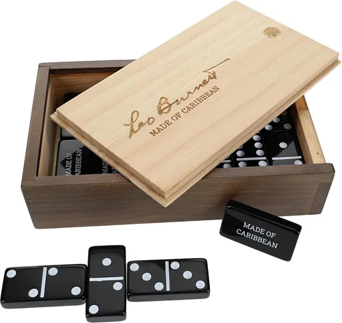 Miniatura 7 de WE Games Juego de dominó negro doble grabado personalizado de 6 en caja de madera Grabado de texto