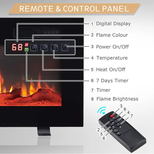 Miniatura 6 de Efiretric® Grace - Chimenea eléctrica 3 en 1 de 50 pulgadas de ancho (EF451), independiente, montada en la pared, empotrada, efecto de llama de 9