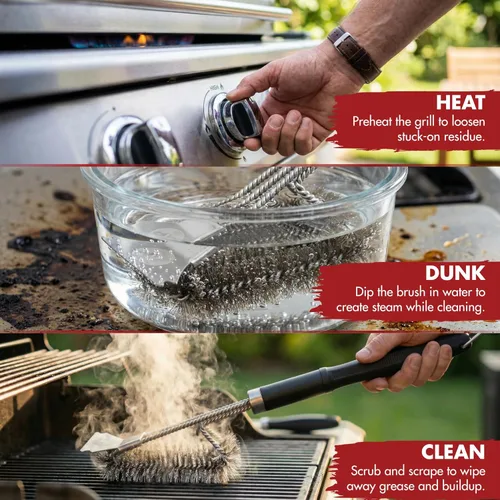 Miniatura 5 de KITCHEN PERFECTION GrillSaver - Cepillo seguro para barbacoa con cabezal de limpieza reemplazable, limpiador de parrilla resistente con raspador, 1.